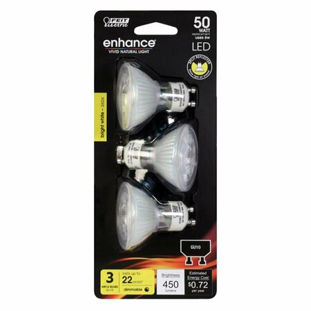 CLING 50 watt Equivalence Enhance 6 watt 450 Lumen MR16 Track LED Bulb, Bright White, 6PK CL1495257